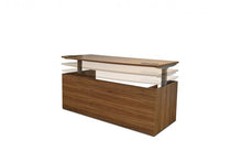 Alto -Bow Fronted Executive Electric Height Adjustable Desk in American Black Walnut.